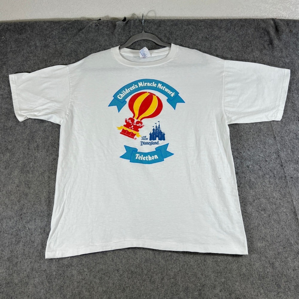 Vintage 90s Childrens Miracle Network Telethon Shirt Men XL White Disneyland USA